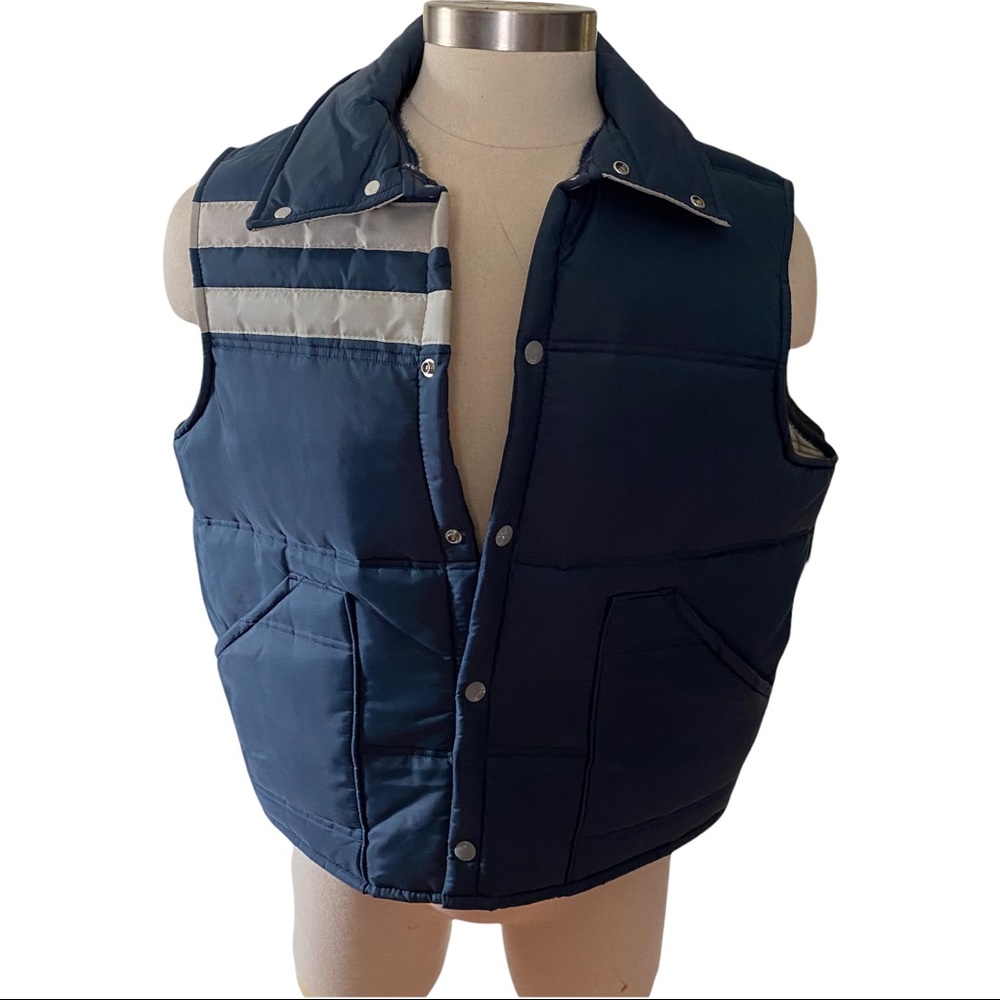 Vtg 80s Active Generation Blue Ski Puffer Vest XL